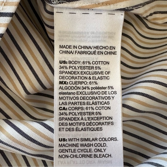 NWT Chico’s Poplin Tunic Embroidered Woven Pattern Button Up Shirt White Navy - Picture 13 of 14